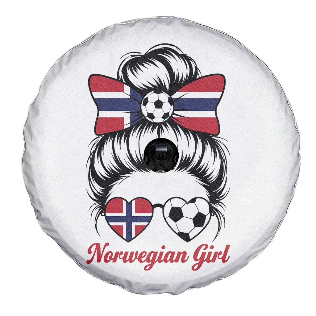 Norwegian Soccer Girl Spare Tire Cover Messy Bun Sunglasses Football Fan