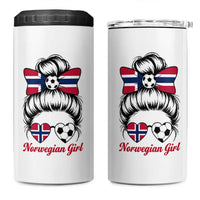 Norwegian Soccer Girl 4 in 1 Can Cooler Tumbler Messy Bun Sunglasses Football Fan