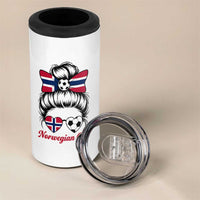 Norwegian Soccer Girl 4 in 1 Can Cooler Tumbler Messy Bun Sunglasses Football Fan