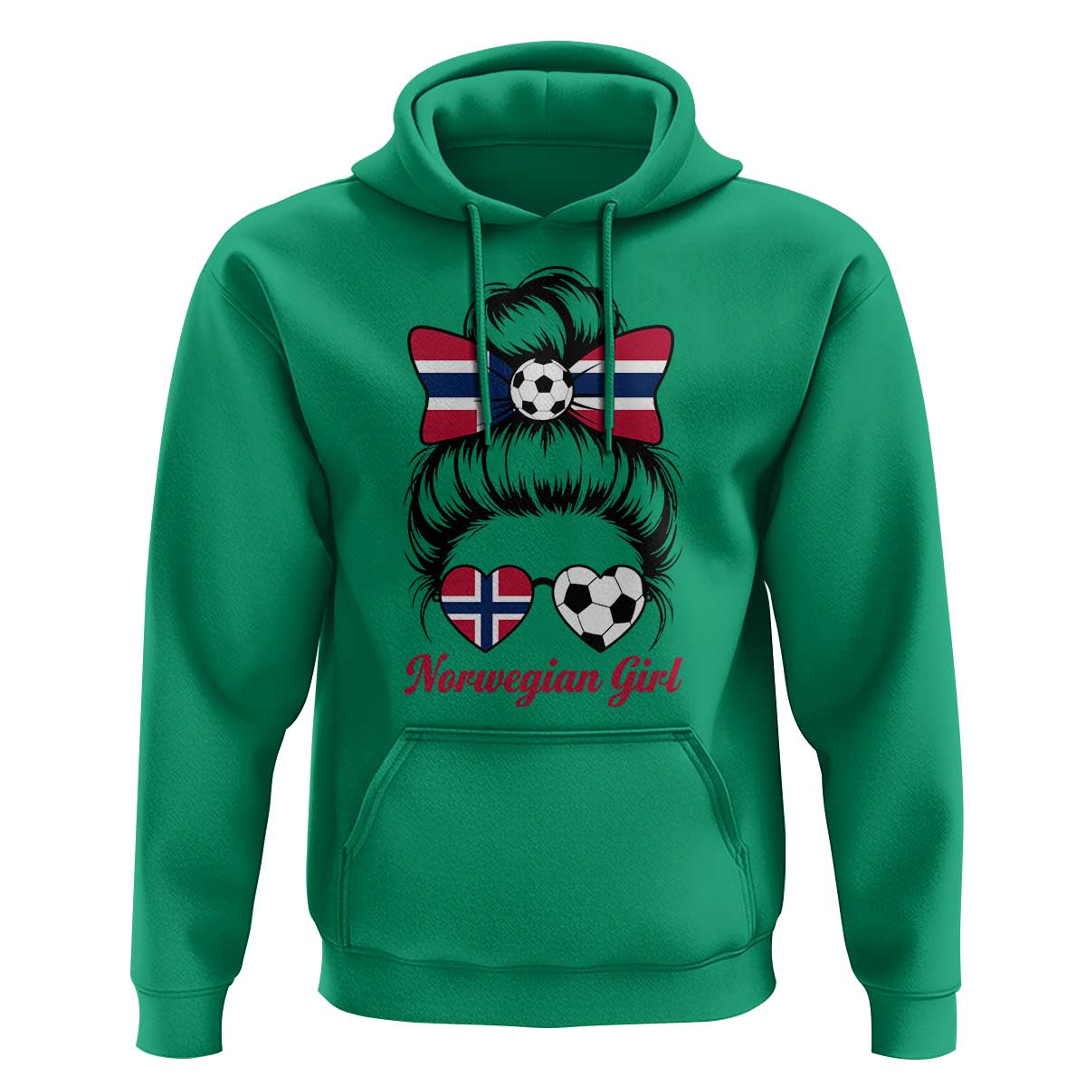 Norwegian Soccer Girl Hoodie Messy Bun Sunglasses Football Fan