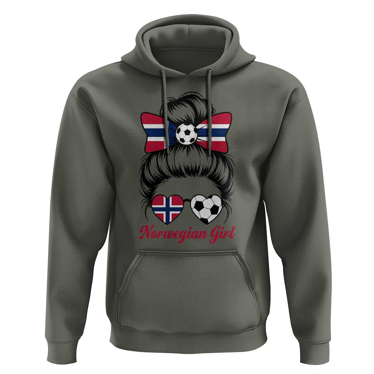 Norwegian Soccer Girl Hoodie Messy Bun Sunglasses Football Fan