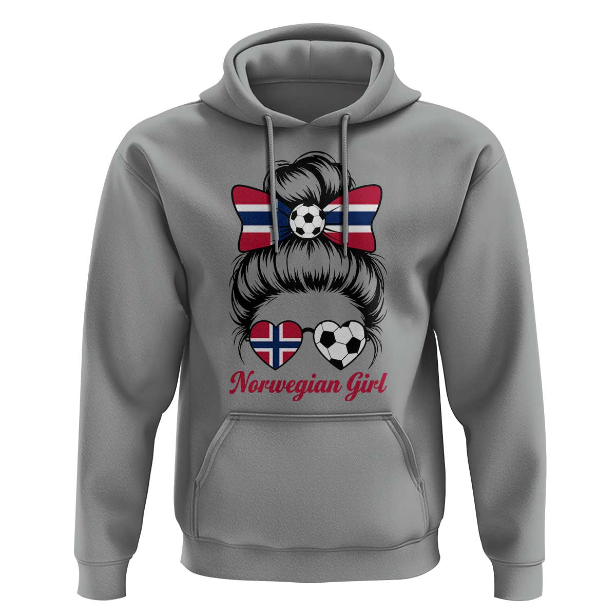 Norwegian Soccer Girl Hoodie Messy Bun Sunglasses Football Fan