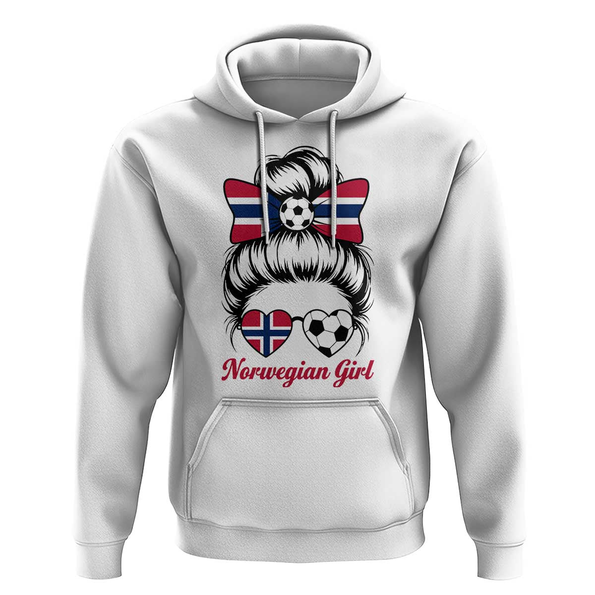 Norwegian Soccer Girl Hoodie Messy Bun Sunglasses Football Fan