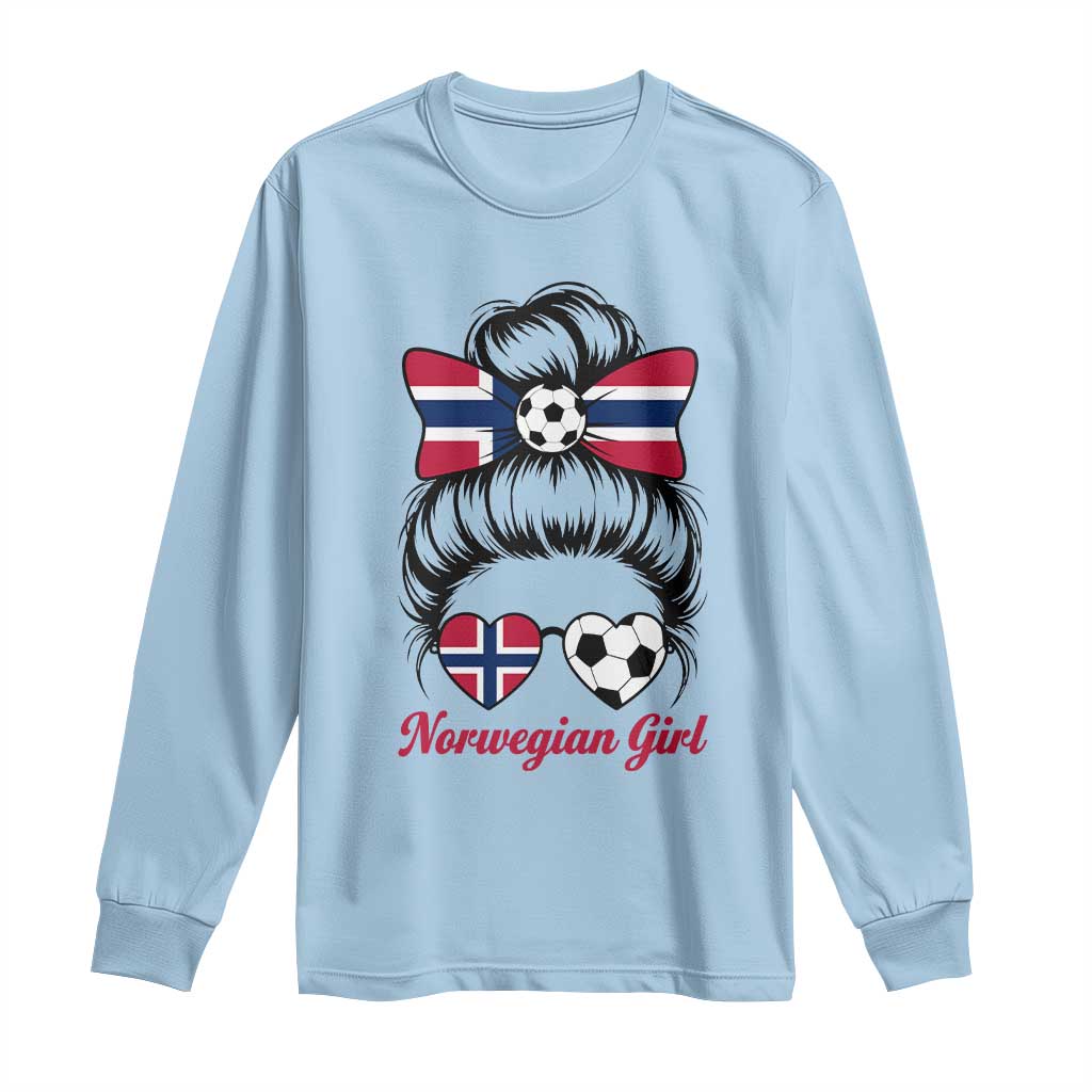 Norwegian Soccer Girl Long Sleeve Shirt Messy Bun Sunglasses Football Fan
