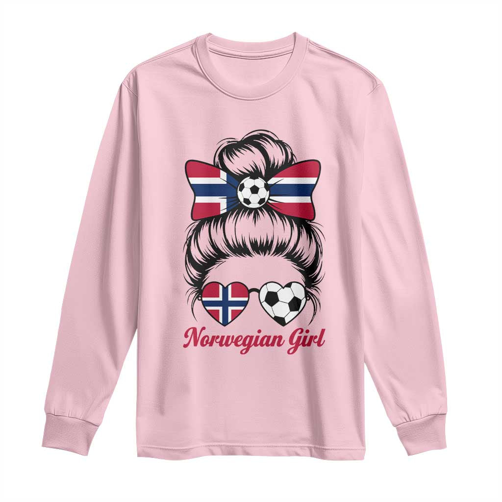 Norwegian Soccer Girl Long Sleeve Shirt Messy Bun Sunglasses Football Fan
