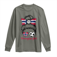 Norwegian Soccer Girl Long Sleeve Shirt Messy Bun Sunglasses Football Fan