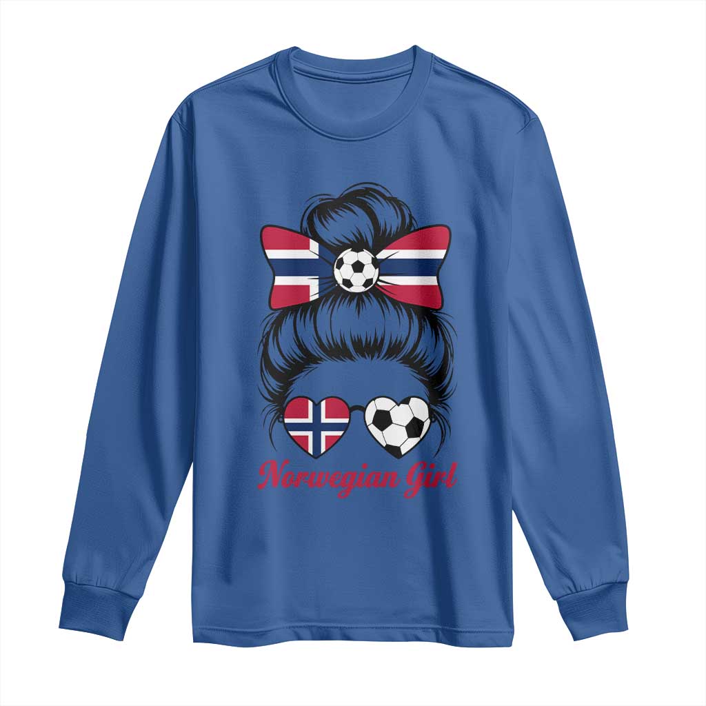 Norwegian Soccer Girl Long Sleeve Shirt Messy Bun Sunglasses Football Fan