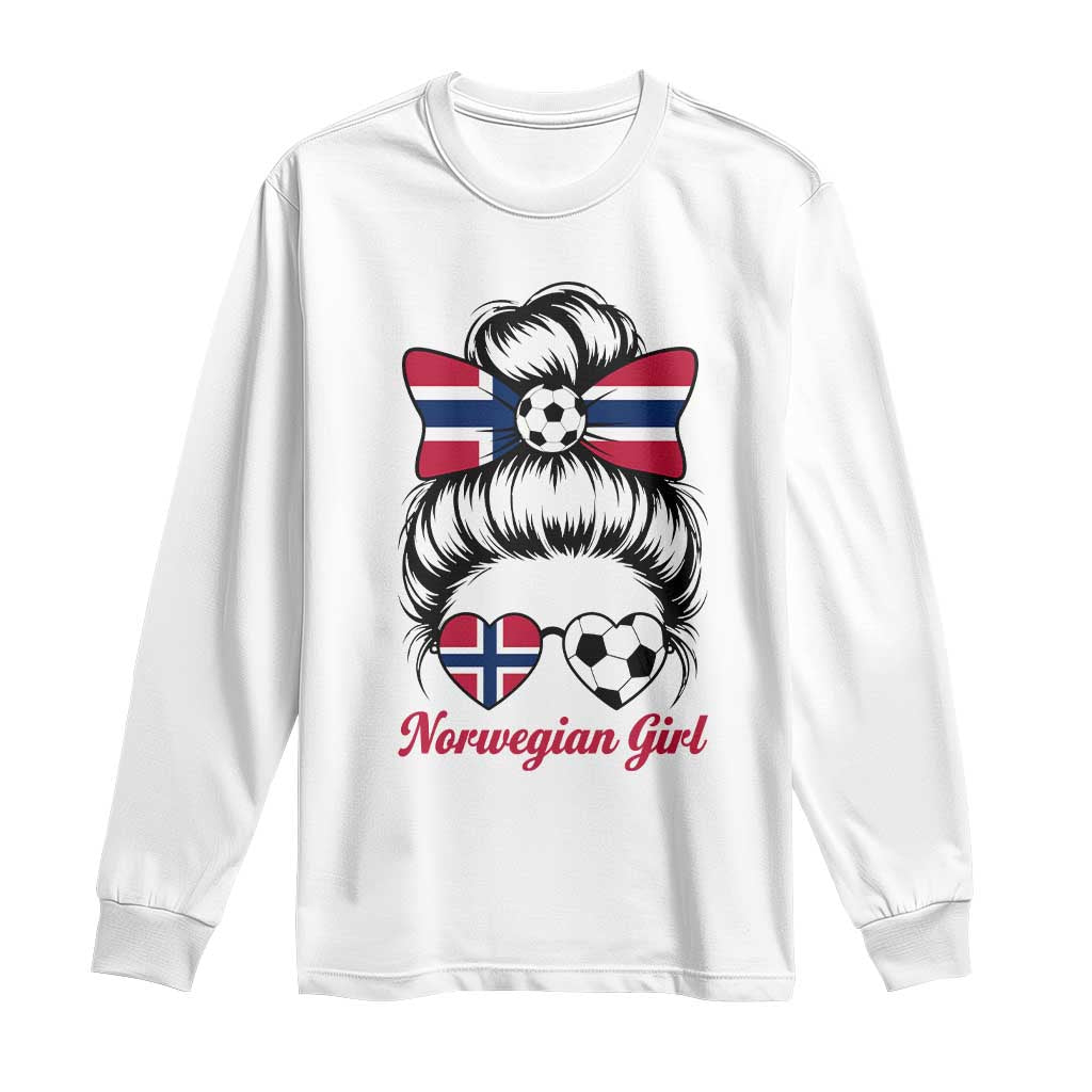 Norwegian Soccer Girl Long Sleeve Shirt Messy Bun Sunglasses Football Fan
