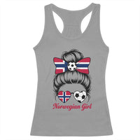 Norwegian Soccer Girl Racerback Tank Top Messy Bun Sunglasses Football Fan