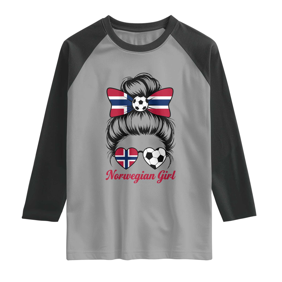 Norwegian Soccer Girl Raglan Shirt Messy Bun Sunglasses Football Fan