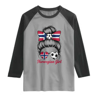 Norwegian Soccer Girl Raglan Shirt Messy Bun Sunglasses Football Fan