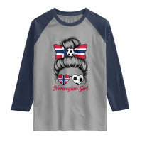 Norwegian Soccer Girl Raglan Shirt Messy Bun Sunglasses Football Fan