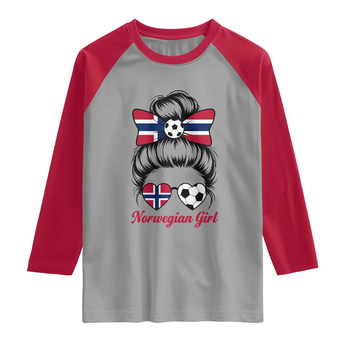Norwegian Soccer Girl Raglan Shirt Messy Bun Sunglasses Football Fan