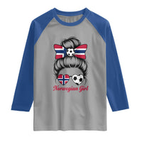 Norwegian Soccer Girl Raglan Shirt Messy Bun Sunglasses Football Fan