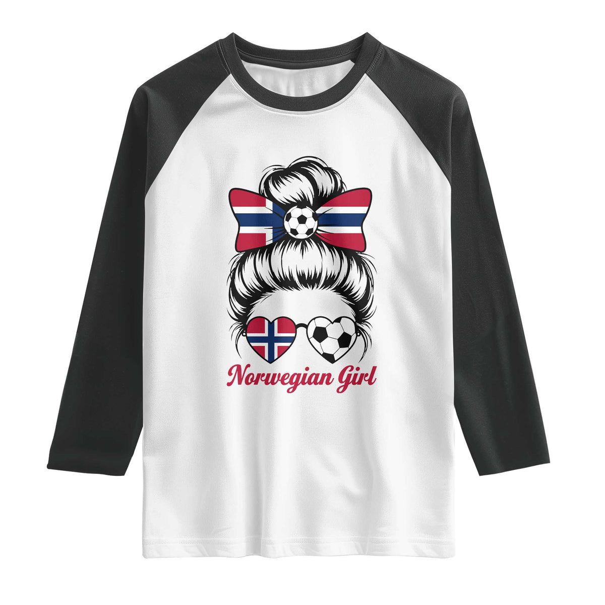 Norwegian Soccer Girl Raglan Shirt Messy Bun Sunglasses Football Fan