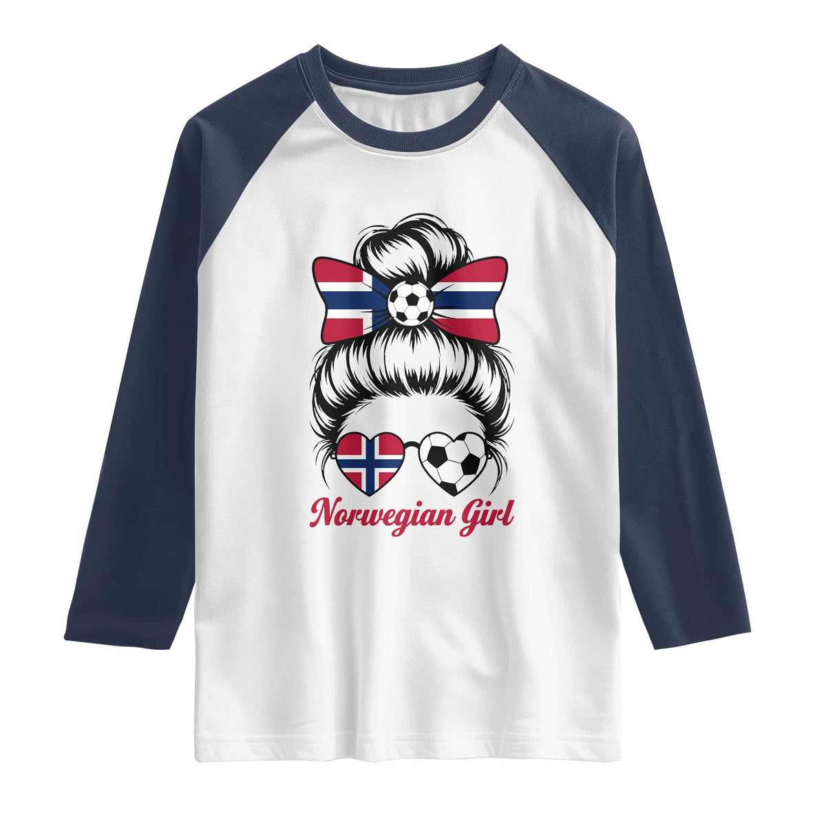 Norwegian Soccer Girl Raglan Shirt Messy Bun Sunglasses Football Fan