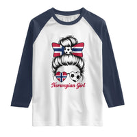 Norwegian Soccer Girl Raglan Shirt Messy Bun Sunglasses Football Fan