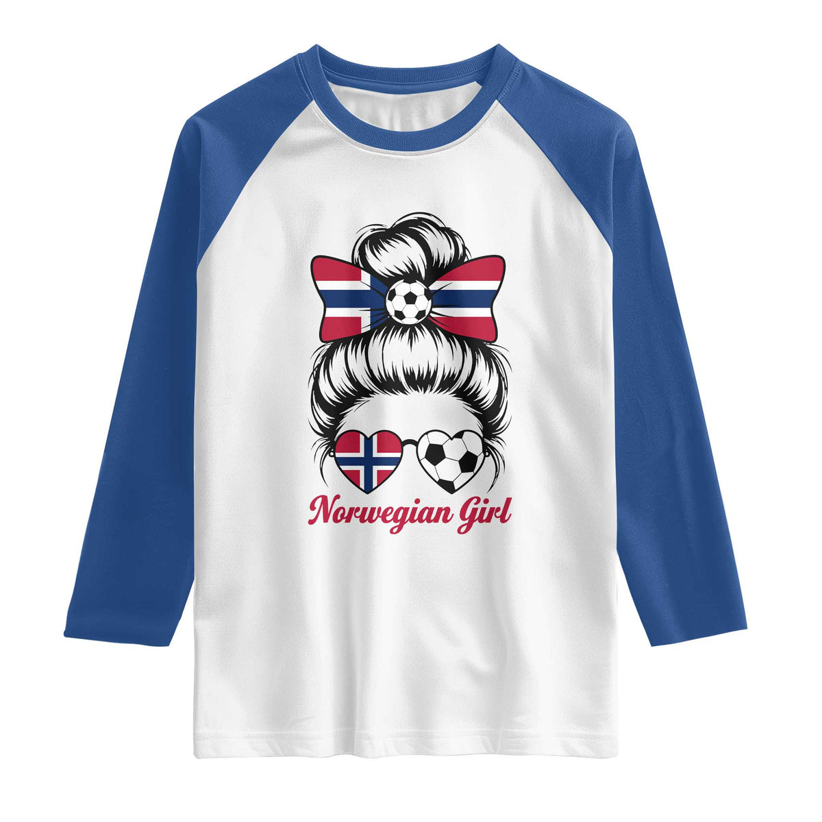 Norwegian Soccer Girl Raglan Shirt Messy Bun Sunglasses Football Fan
