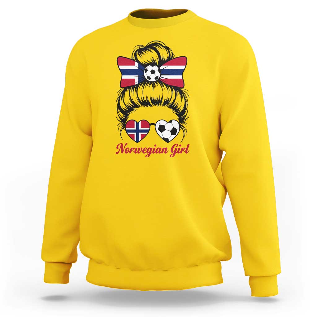 Norwegian Soccer Girl Sweatshirt Messy Bun Sunglasses Football Fan