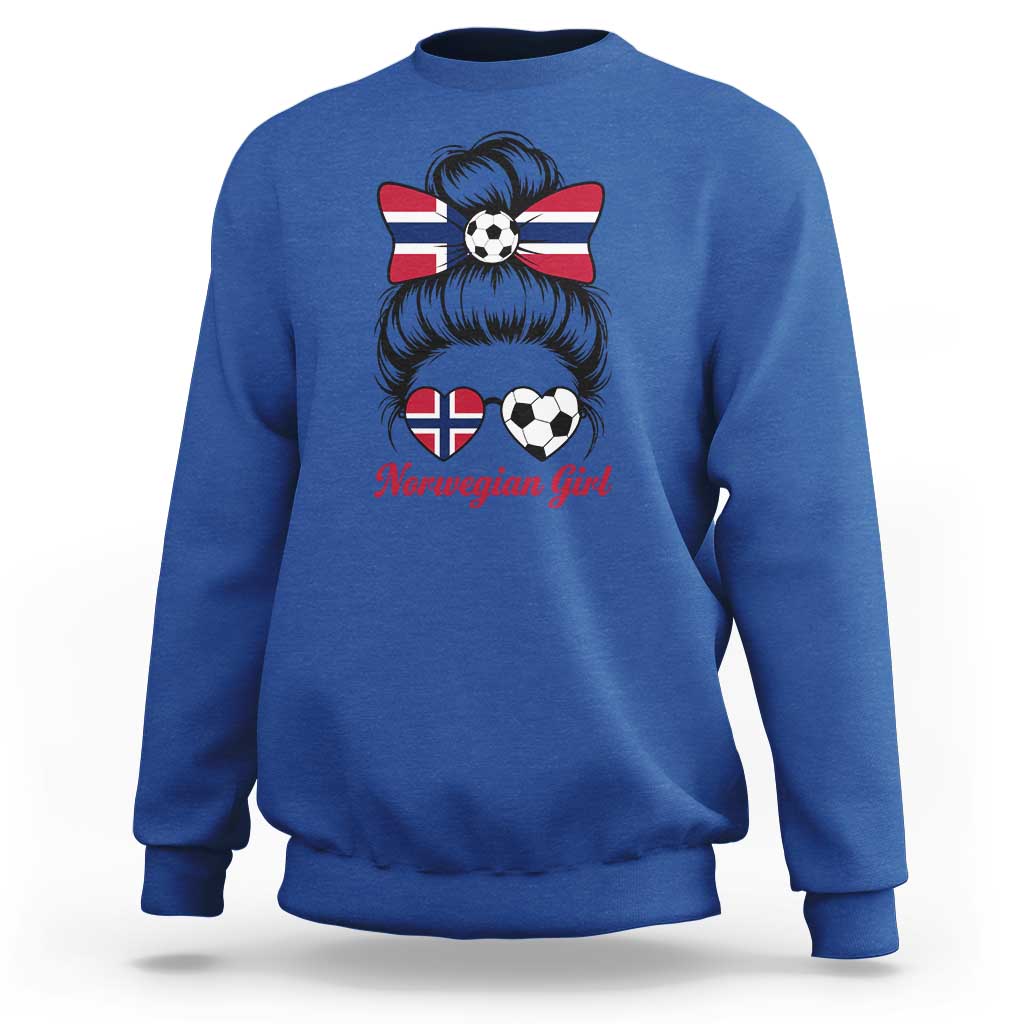 Norwegian Soccer Girl Sweatshirt Messy Bun Sunglasses Football Fan