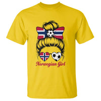 Norwegian Soccer Girl T Shirt Messy Bun Sunglasses Football Fan