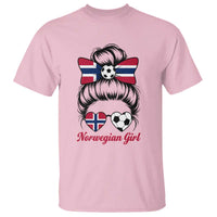 Norwegian Soccer Girl T Shirt Messy Bun Sunglasses Football Fan