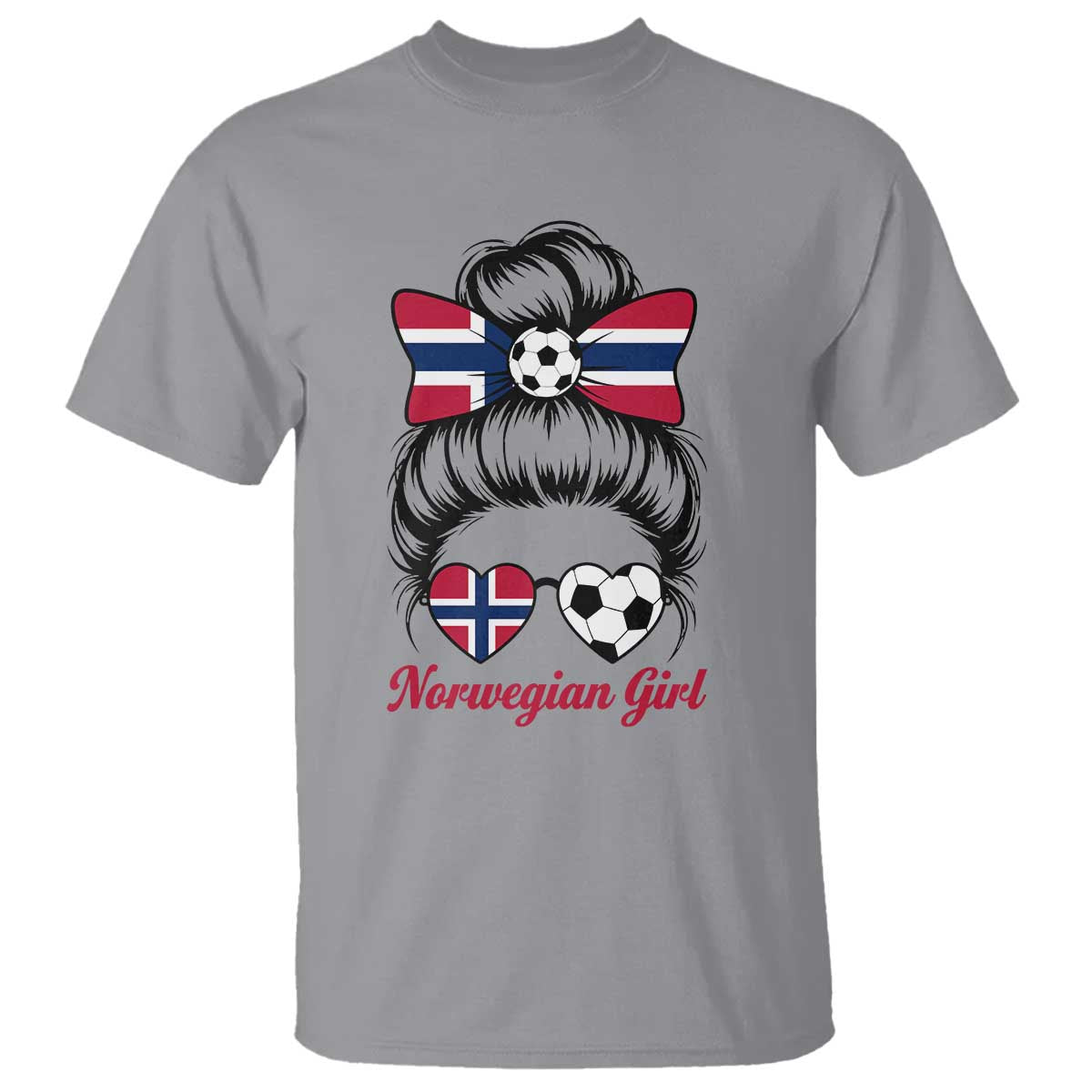 Norwegian Soccer Girl T Shirt Messy Bun Sunglasses Football Fan