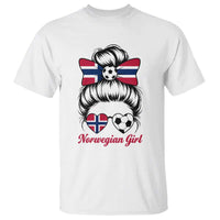 Norwegian Soccer Girl T Shirt Messy Bun Sunglasses Football Fan