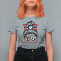 Norwegian Soccer Girl T Shirt For Women Messy Bun Sunglasses Football Fan