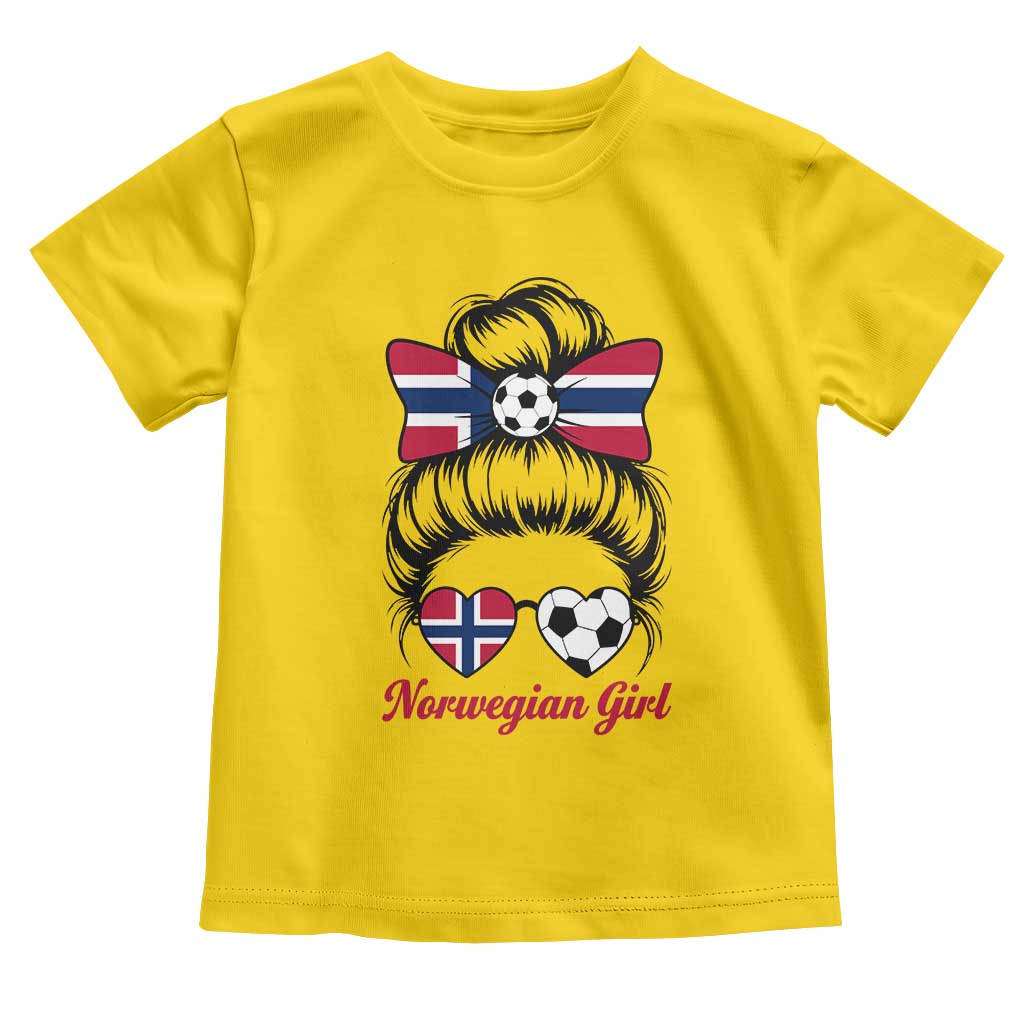 Norwegian Soccer Girl Toddler T Shirt Messy Bun Sunglasses Football Fan