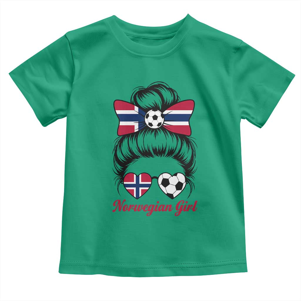 Norwegian Soccer Girl Toddler T Shirt Messy Bun Sunglasses Football Fan