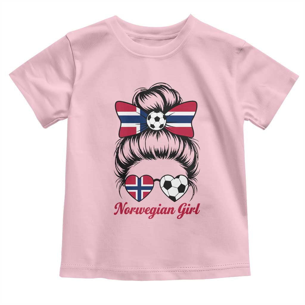 Norwegian Soccer Girl Toddler T Shirt Messy Bun Sunglasses Football Fan