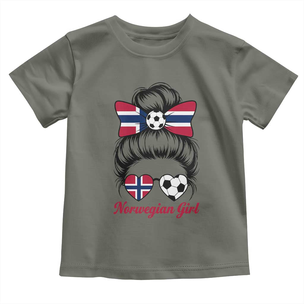 Norwegian Soccer Girl Toddler T Shirt Messy Bun Sunglasses Football Fan