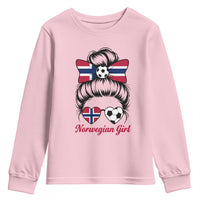 Norwegian Soccer Girl Youth Sweatshirt Messy Bun Sunglasses Football Fan