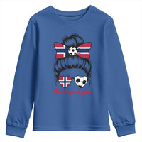 Norwegian Soccer Girl Youth Sweatshirt Messy Bun Sunglasses Football Fan