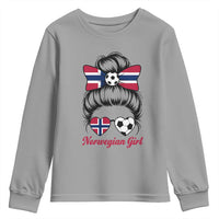 Norwegian Soccer Girl Youth Sweatshirt Messy Bun Sunglasses Football Fan