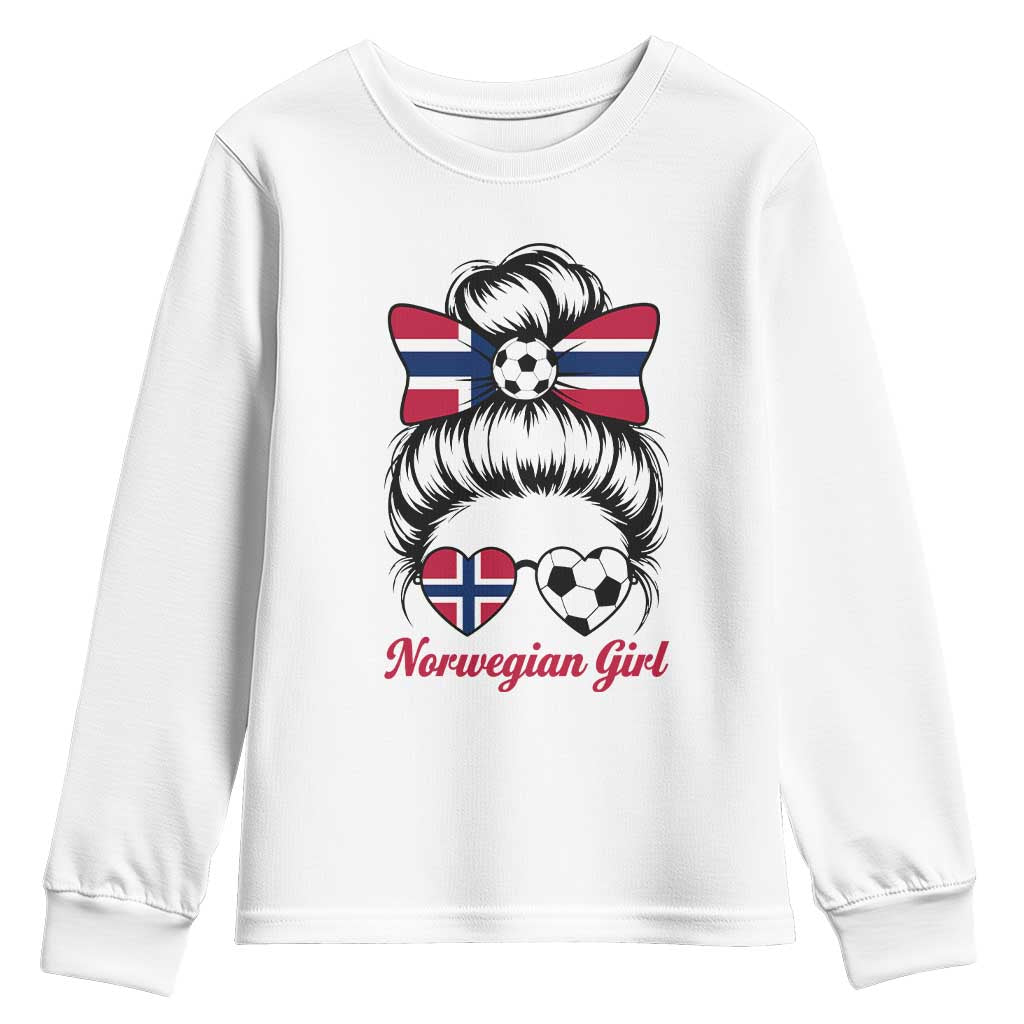 Norwegian Soccer Girl Youth Sweatshirt Messy Bun Sunglasses Football Fan