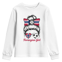 Norwegian Soccer Girl Youth Sweatshirt Messy Bun Sunglasses Football Fan