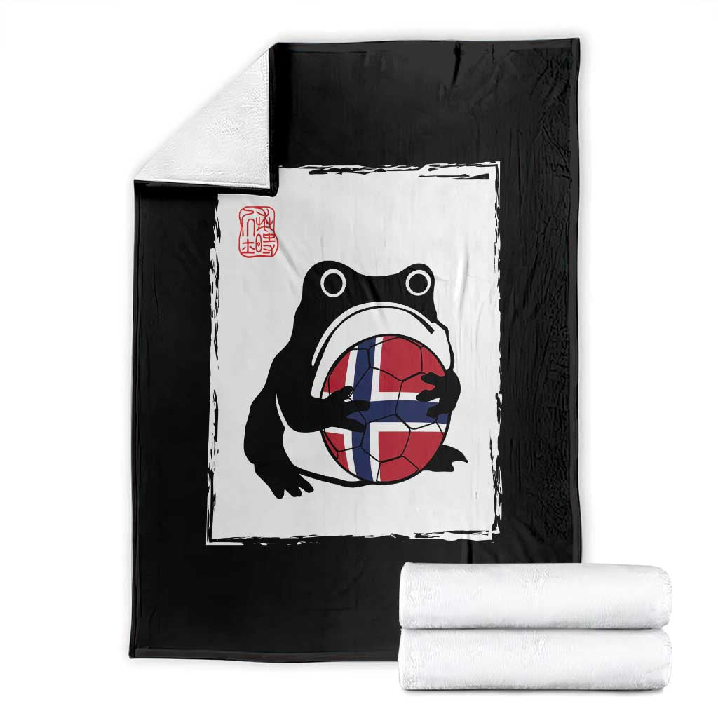 Grumpy Frog Norway Soccer Fan Throw Blanket Japanese Style Match Day