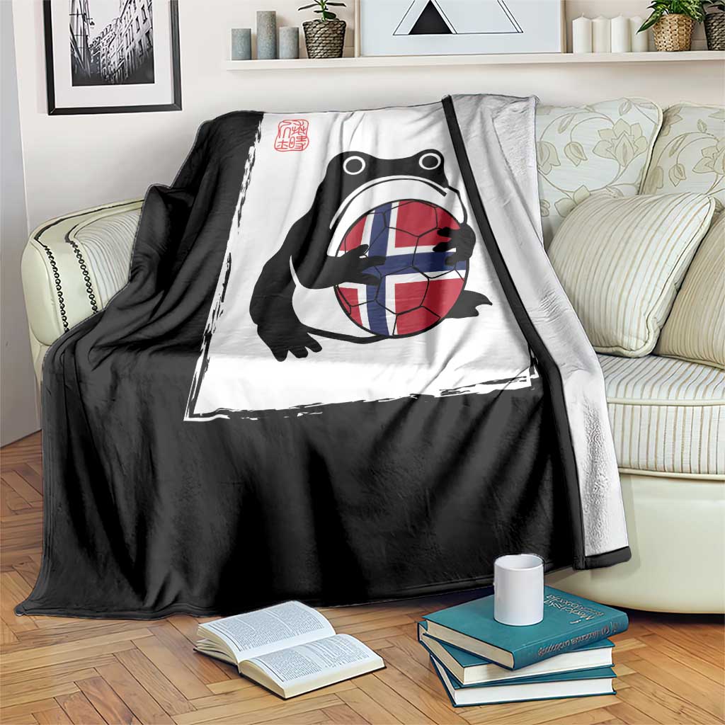 Grumpy Frog Norway Soccer Fan Throw Blanket Japanese Style Match Day