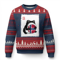 Grumpy Frog Norway Soccer Fan Ugly Christmas Sweater Japanese Style Match Day