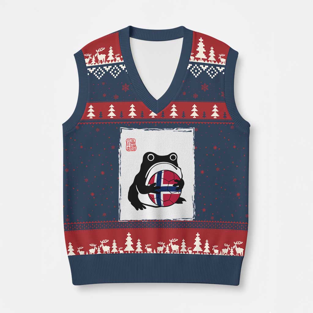 Grumpy Frog Norway Soccer Fan V-Neck Knit Sweater Vest Japanese Style Match Day