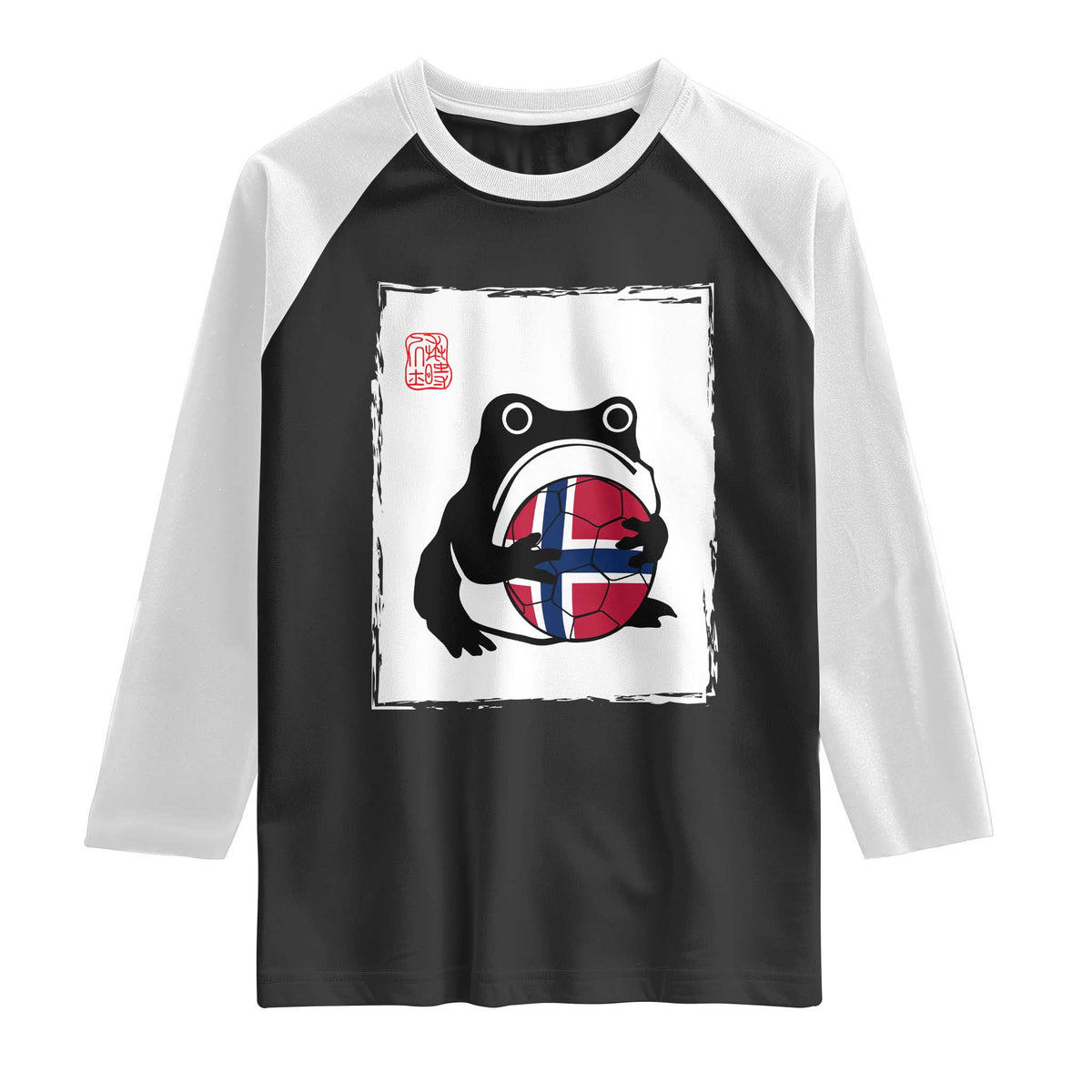 Grumpy Frog Norway Soccer Fan Raglan Shirt Japanese Style Match Day