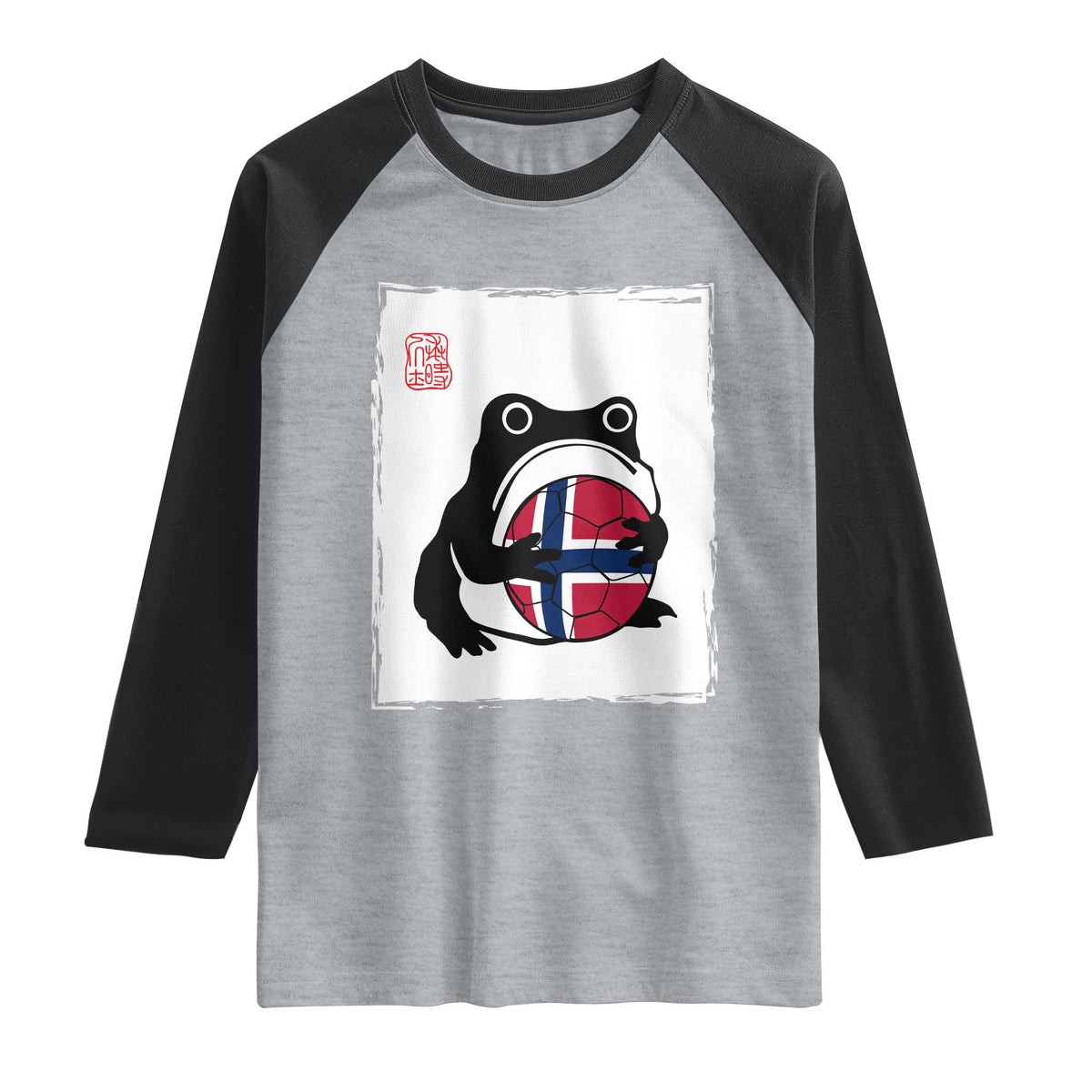 Grumpy Frog Norway Soccer Fan Raglan Shirt Japanese Style Match Day