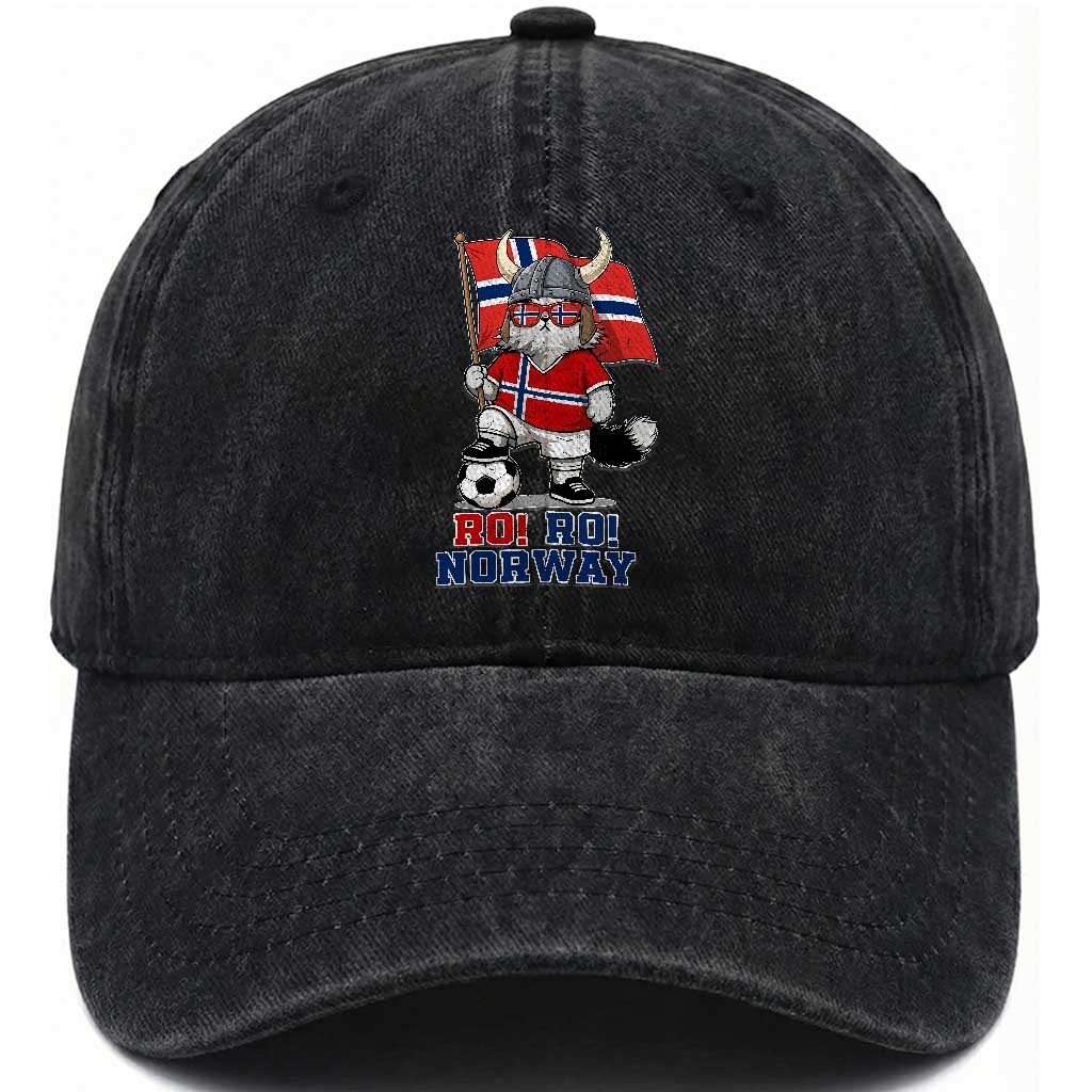 Ro Ro Norway Washed Cotton Baseball Cap Norwegian Pride Cat Lover Norway Flag Gift