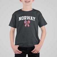 Norwegian Girl Coquette Bow T Shirt For Kid Norway Flag Pride Gift