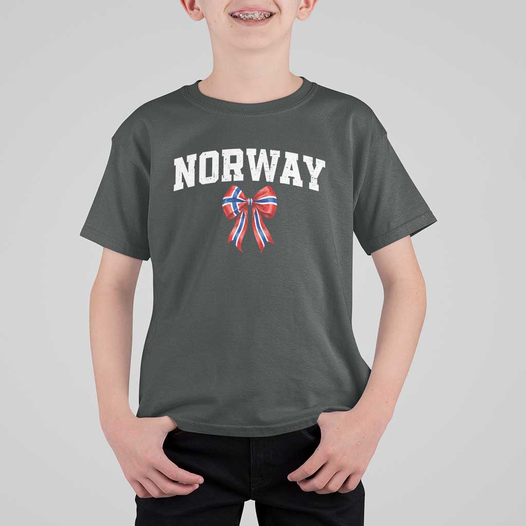 Norwegian Girl Coquette Bow T Shirt For Kid Norway Flag Pride Gift