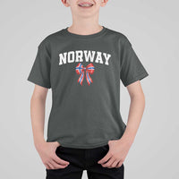 Norwegian Girl Coquette Bow T Shirt For Kid Norway Flag Pride Gift