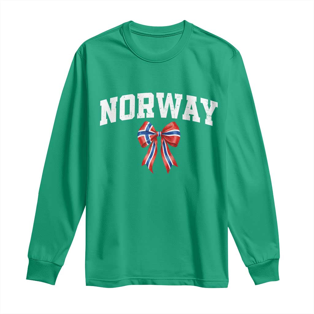 Norwegian Girl Coquette Bow Long Sleeve Shirt Norway Flag Pride Gift