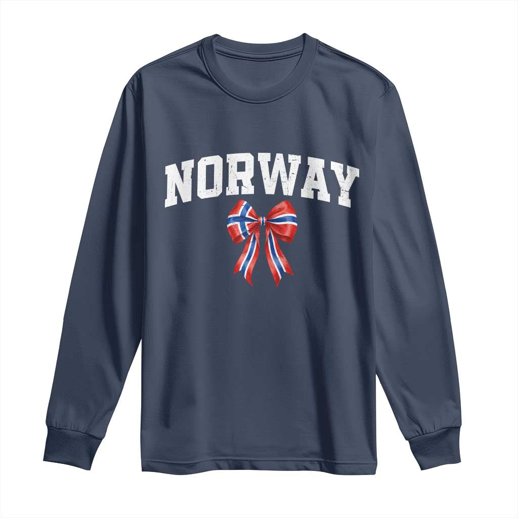 Norwegian Girl Coquette Bow Long Sleeve Shirt Norway Flag Pride Gift
